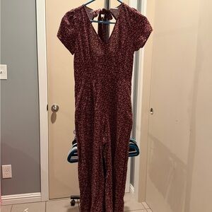 Abercrombie & Fitch Burgundy Floral Jumpsuit
